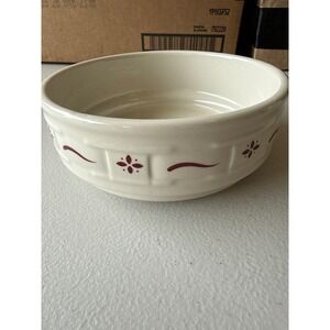 Longaberger Pottery Woven Traditions Ivory Heritage Red 6 Inch Bowl USA Made